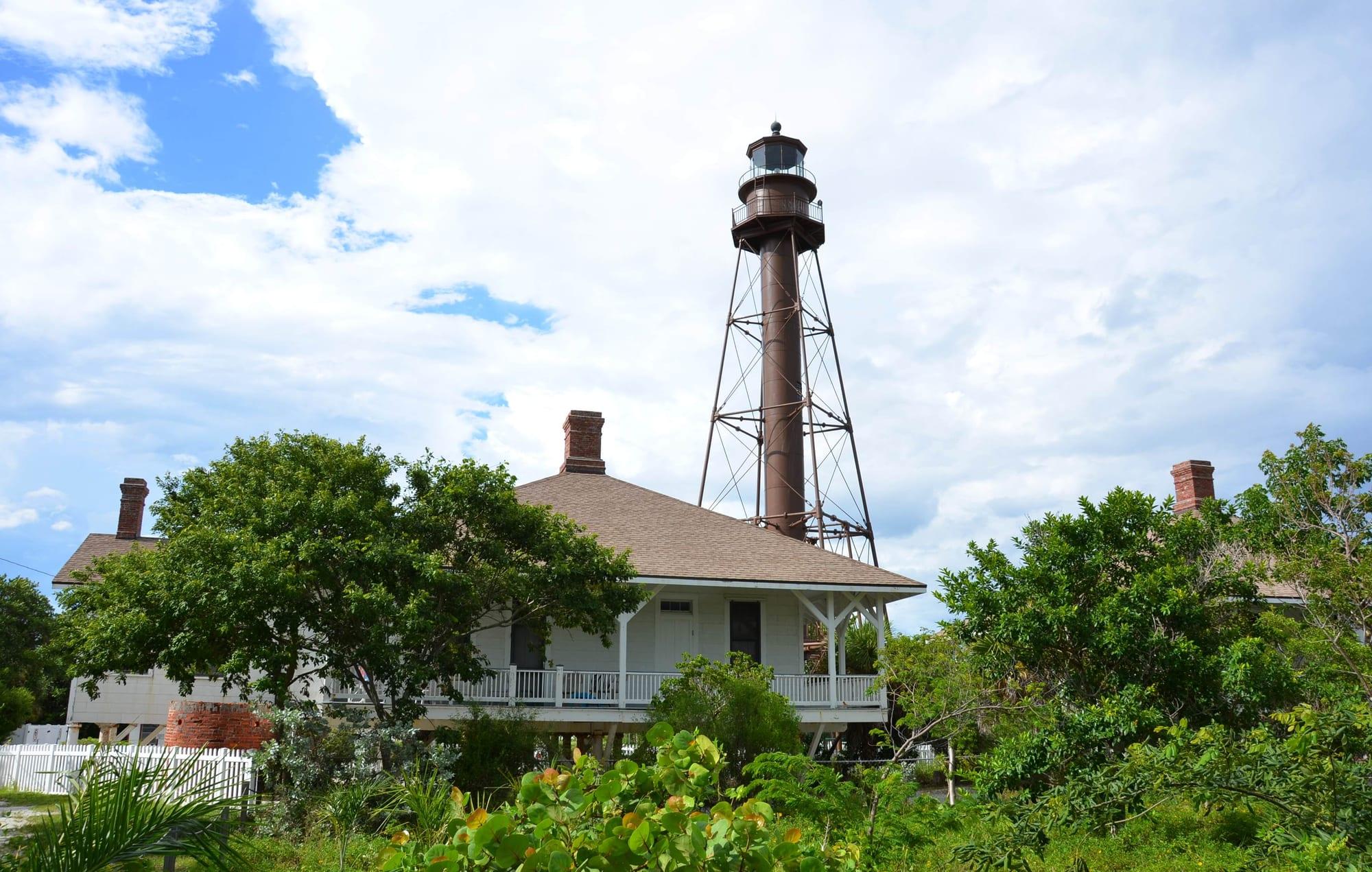 Sanibel Lighthouse and its surrounding area. Picture credit [Lewis Brian Day](https://commons.wikimedia.org/wiki/File:Sanibel_Island_Light,\\_September_2014.jpg) licensed under [CC BY-SA 4.0](https://creativecommons.org/licenses/by-sa/4.0/deed.en)