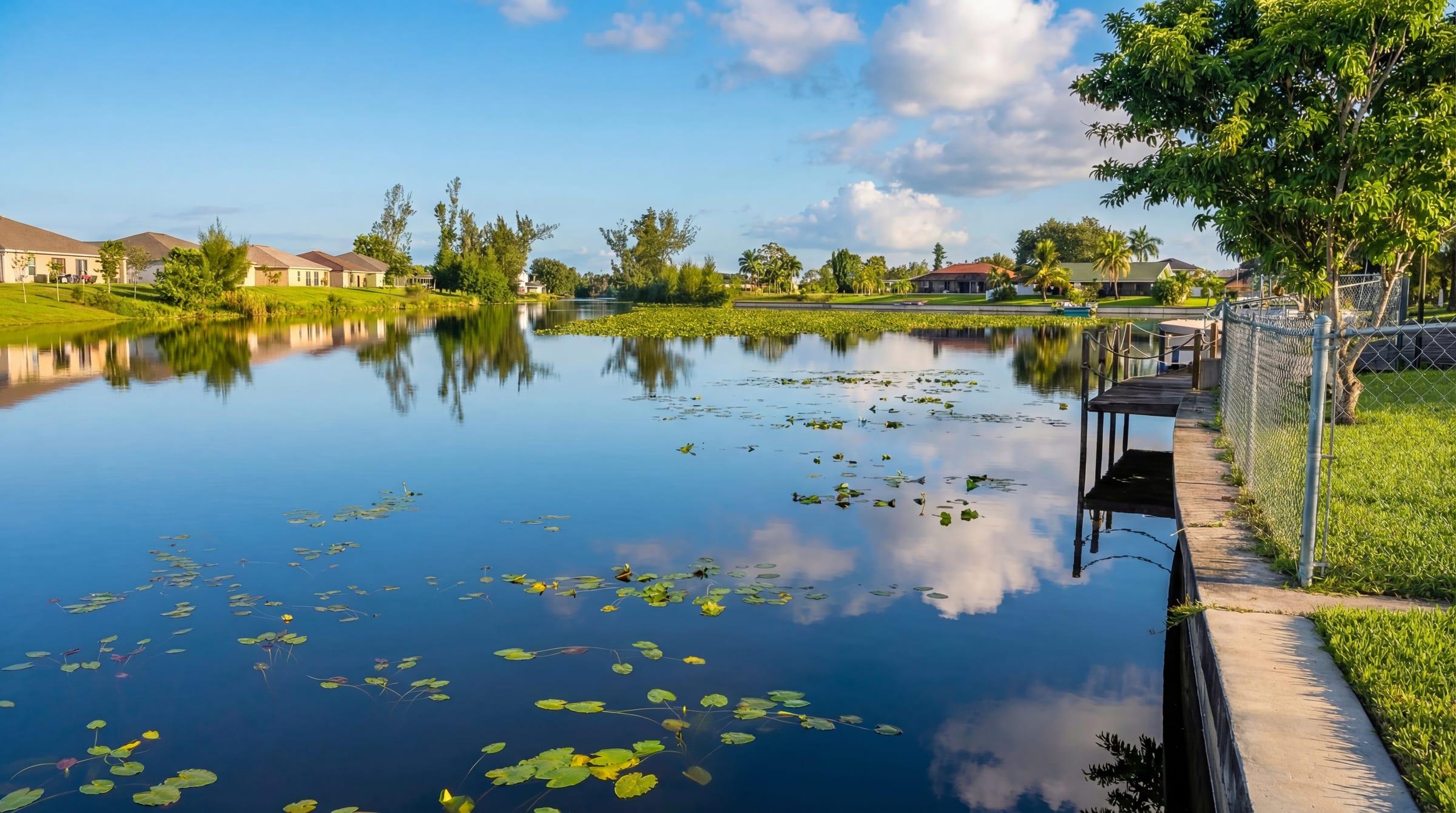 Serene canal waterway