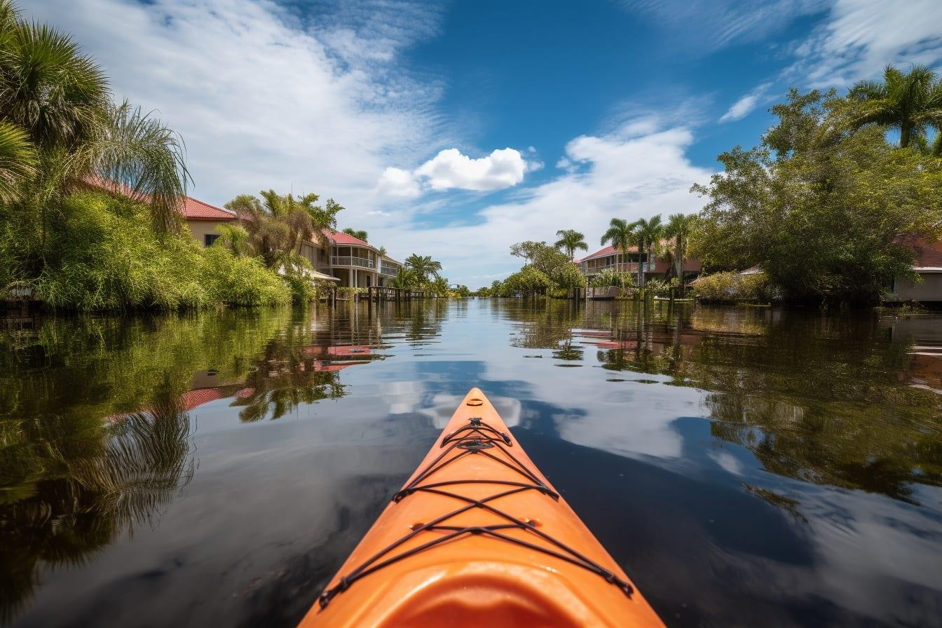 Kayaking along a freshwater canal is a great way to explore Cape Coral's nature
